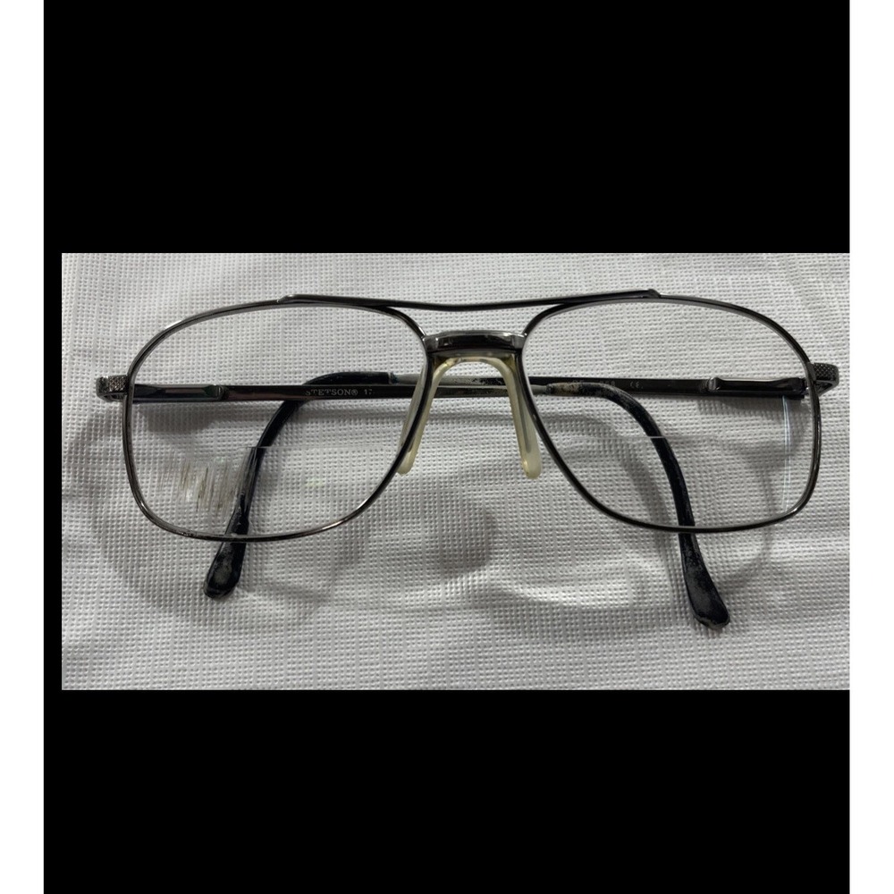 Stetson 17 Vintage Eyeglasses Gunmetal Double Bridge Nerdy‎ Dad Frames 80s Men
